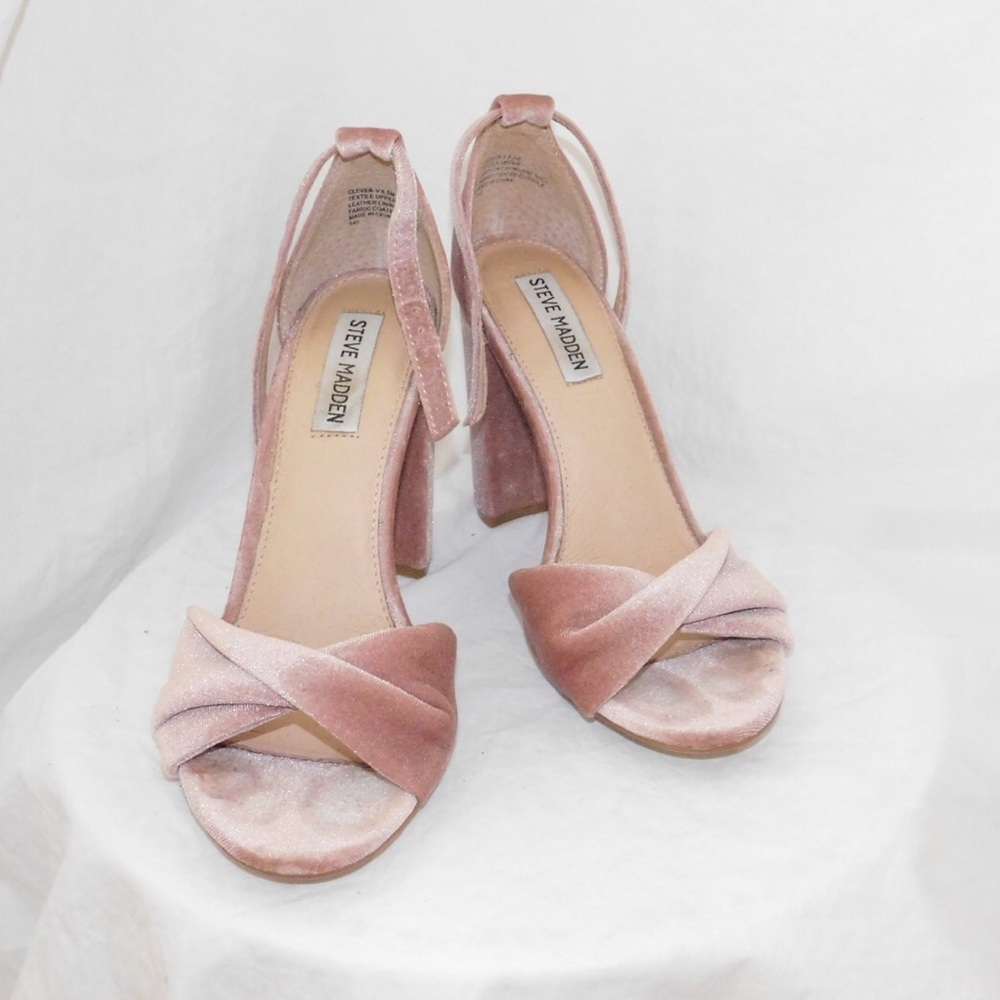 Steve Madden Pink Velvet Open Toe Heels